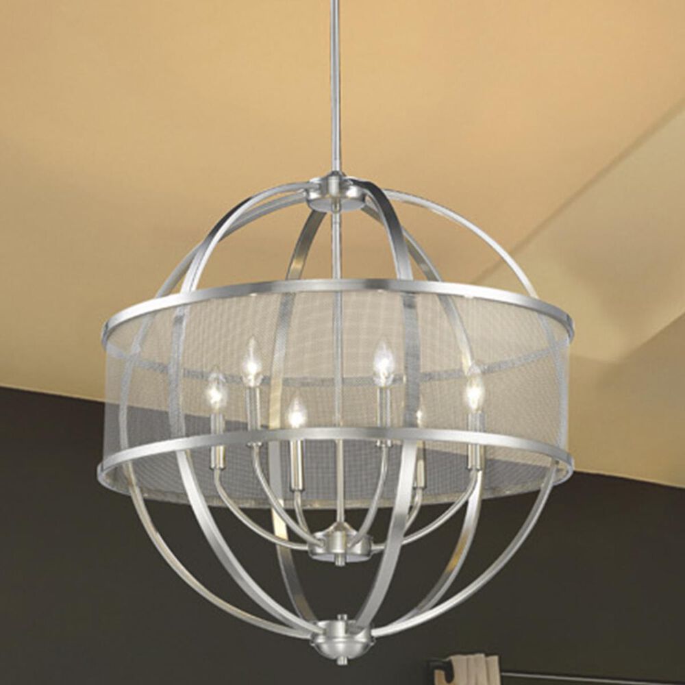 Golden Lighting Colson PW 6-Light Chandelier (with shade) in Pewter, , large