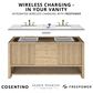 James Martin Hudson 60" Double Bathroom Vanity in Honey Oak with 3 cm Ethereal Noctis Silestone Top, Rectangular Sinks and FreePower Wireless Charger, , large