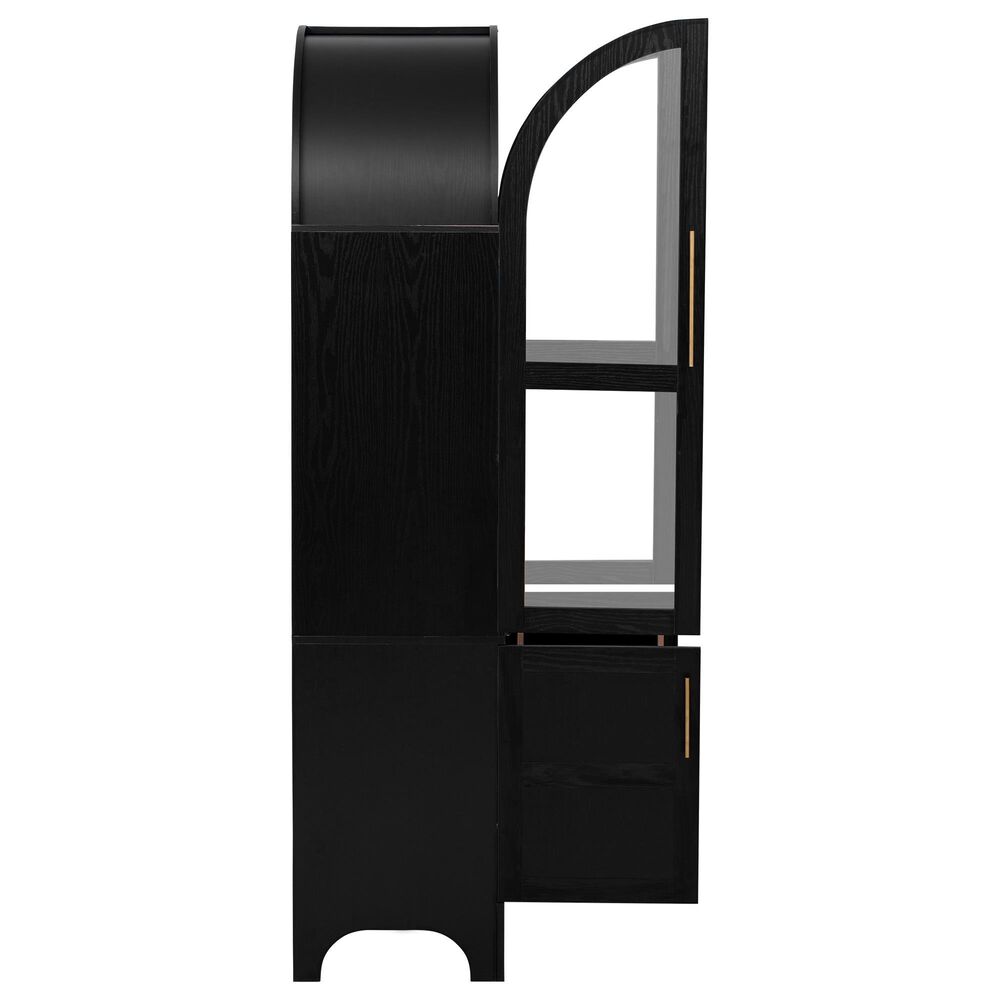 HOMLUX HOMLUX 71" Tall Arched Kitchen Pantry Cabinet with Door Shelves, Farmhouse Kitchen Storage Cabinet with Open &amp; Adjustable Shelves, Hidden Drawer &amp; Glass Door, Cupboard for Kitchen, Dining Room, Black, , large