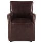Home Trends & Design Peabody Dining Arm Chair in Brown Leather with Caster Feet, , large