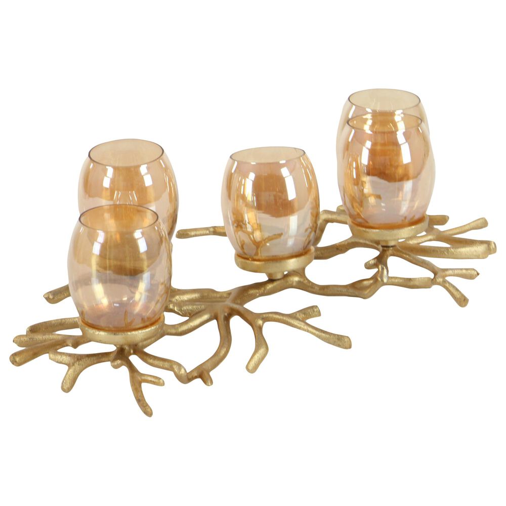 Maple and Jade 19&quot; x 6&quot; Hurricane Lamp in Gold, , large