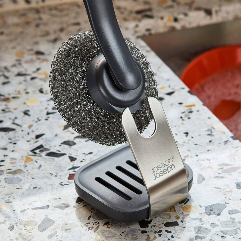Joseph Joseph SinkTech Washing Up Brush with Steel Stand in Grey, , large