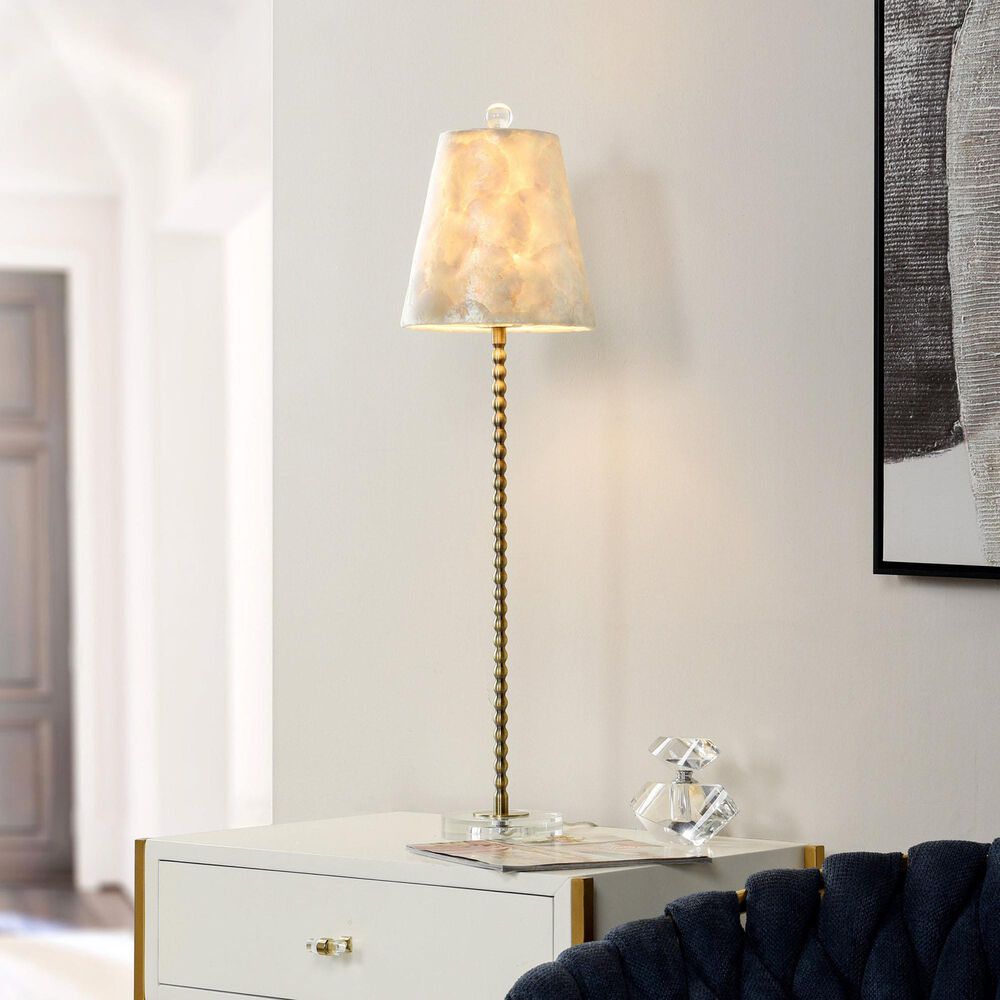 Flair Industries Capiz Slim Buffet Lamp in Aged Brass, , large