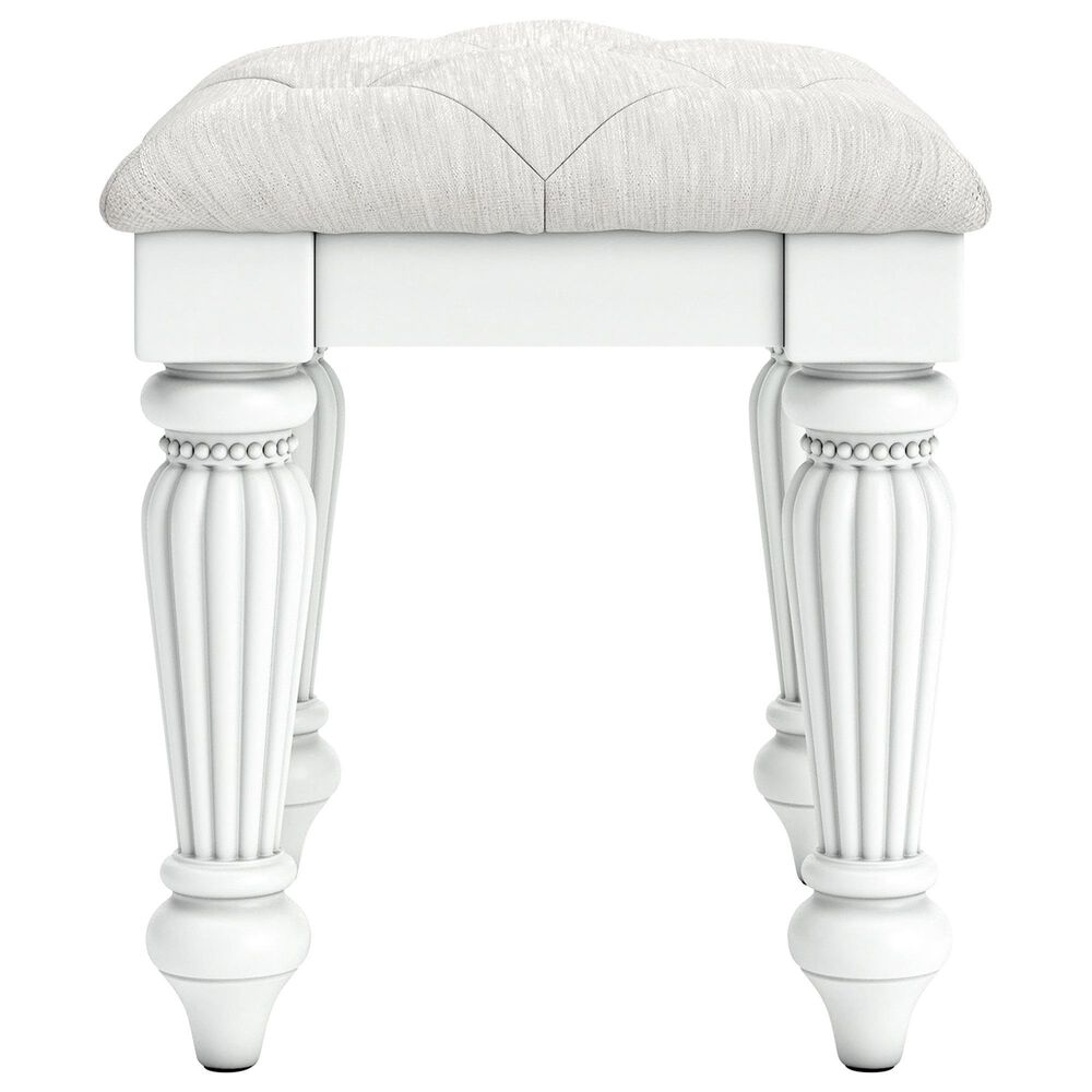 Ashley Kozlani Upholstered Vanity Stool in Matte White, , large