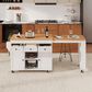 HOMLUX 86" Kitchen Island with Extendable Dining Table in White, , large