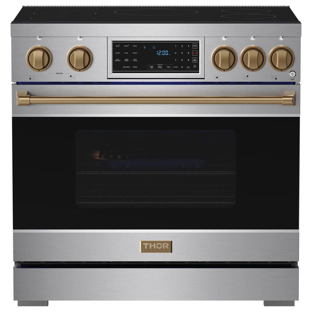 Thor Kitchen Gordon Ramsay 6 Cu. Ft. Professional Induction Range with Bronze Handle Kit in Stainless Steel, , large