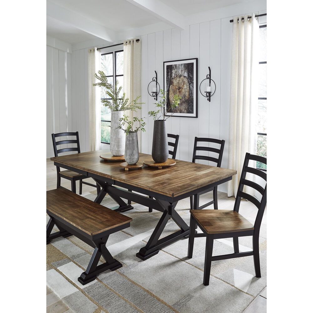 Ashley Wildenauer Dining Table in Deep Brown and Satin Black - Table Only, , large