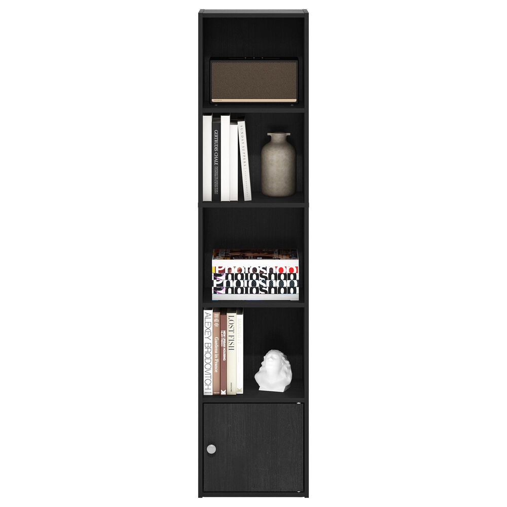 HOMLUX 5-Tier Shelf Bookcase with Door Storage Cabinet in Blackwood, , large