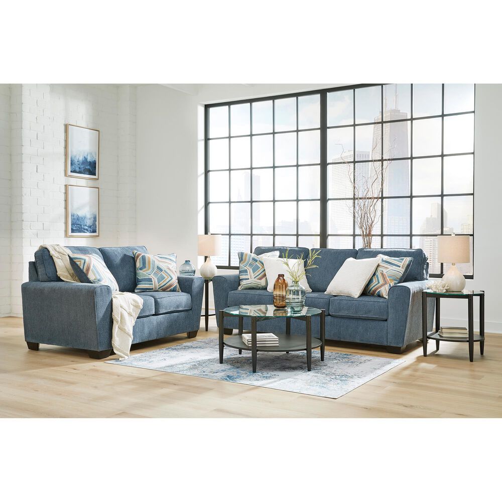 Ashley Cashton Stationary Sofa and Loveseat Set in Blue, , large