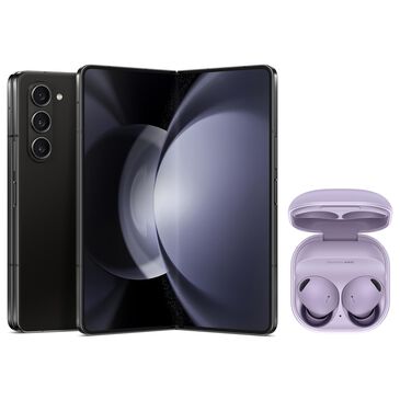 Samsung Galaxy Z Fold5 7.6" 512GB (Unlocked) in Phantom Black with Bora Purple Galaxy Buds2 Pro, , large