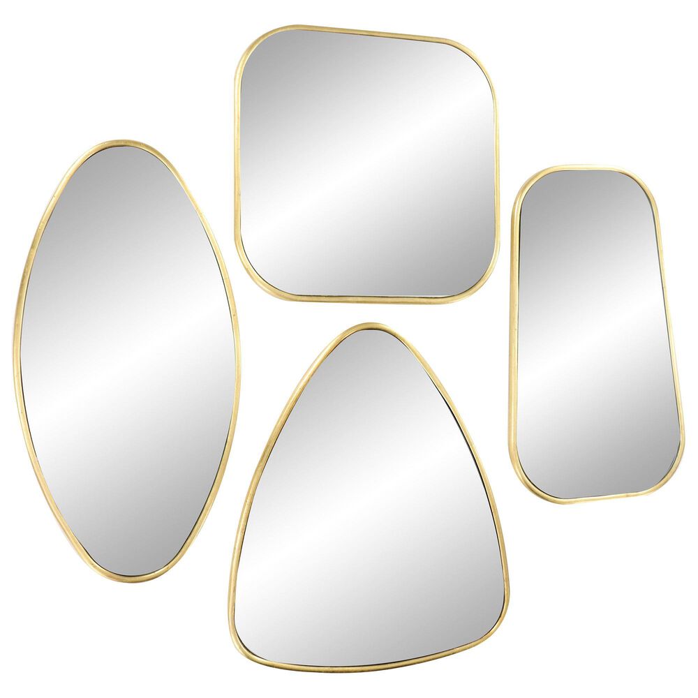 Maple and Jade Wall Mirror with Varying Shapes in Satin Gold &#40;Set of 4&#41;, , large