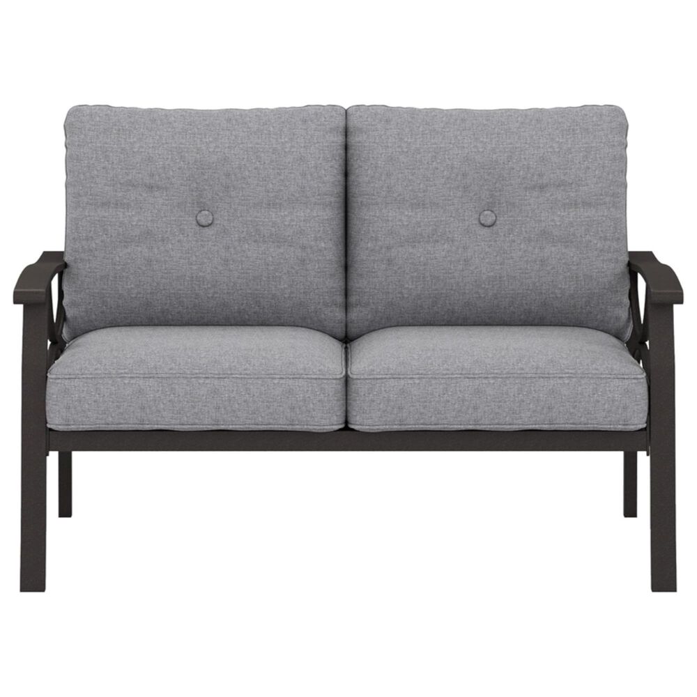 Hearth and Haven Outdoor Loveseat with Black Metal Frame in Gray, , large