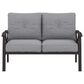 Hearth and Haven Outdoor Loveseat with Black Metal Frame in Gray, , large