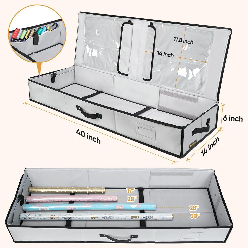 HOMLUX 40" Christmas Wrapping Paper Storage Organizer in Grey, , large