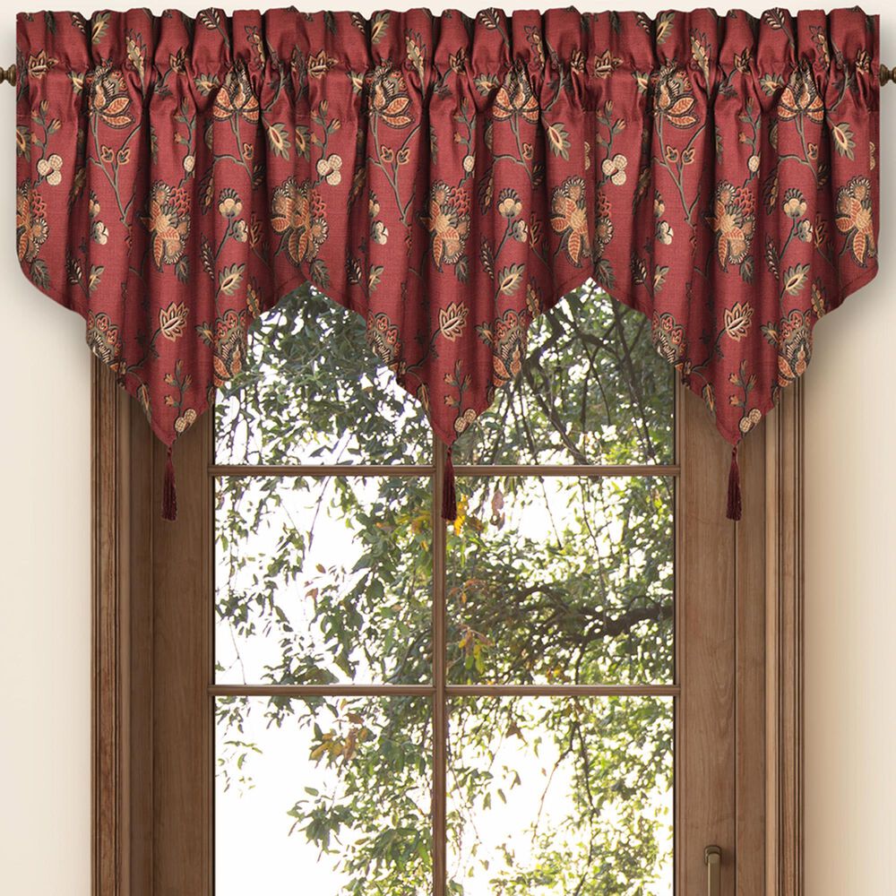 J. Queen New York Bari 41&quot; x 20&quot; Window Ascot Valance in Light Green, Gold and Red, , large