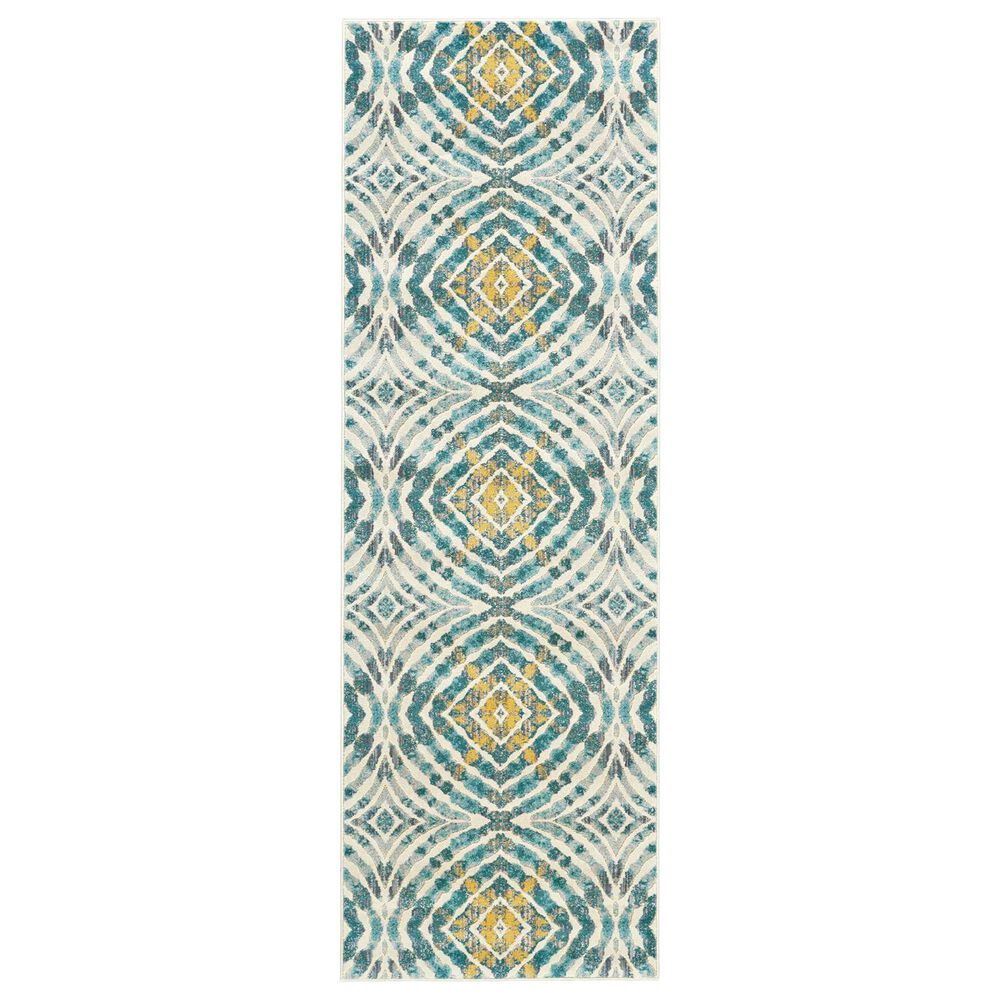 Feizy Rugs Keats 3469F 2'7" x 8 Teal Runner, , large