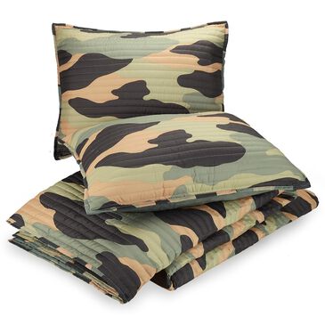 Peking Handicraft Covert Camo 3-Piece Full/Queen Quilt Set in Green, Yellow and Grey, , large
