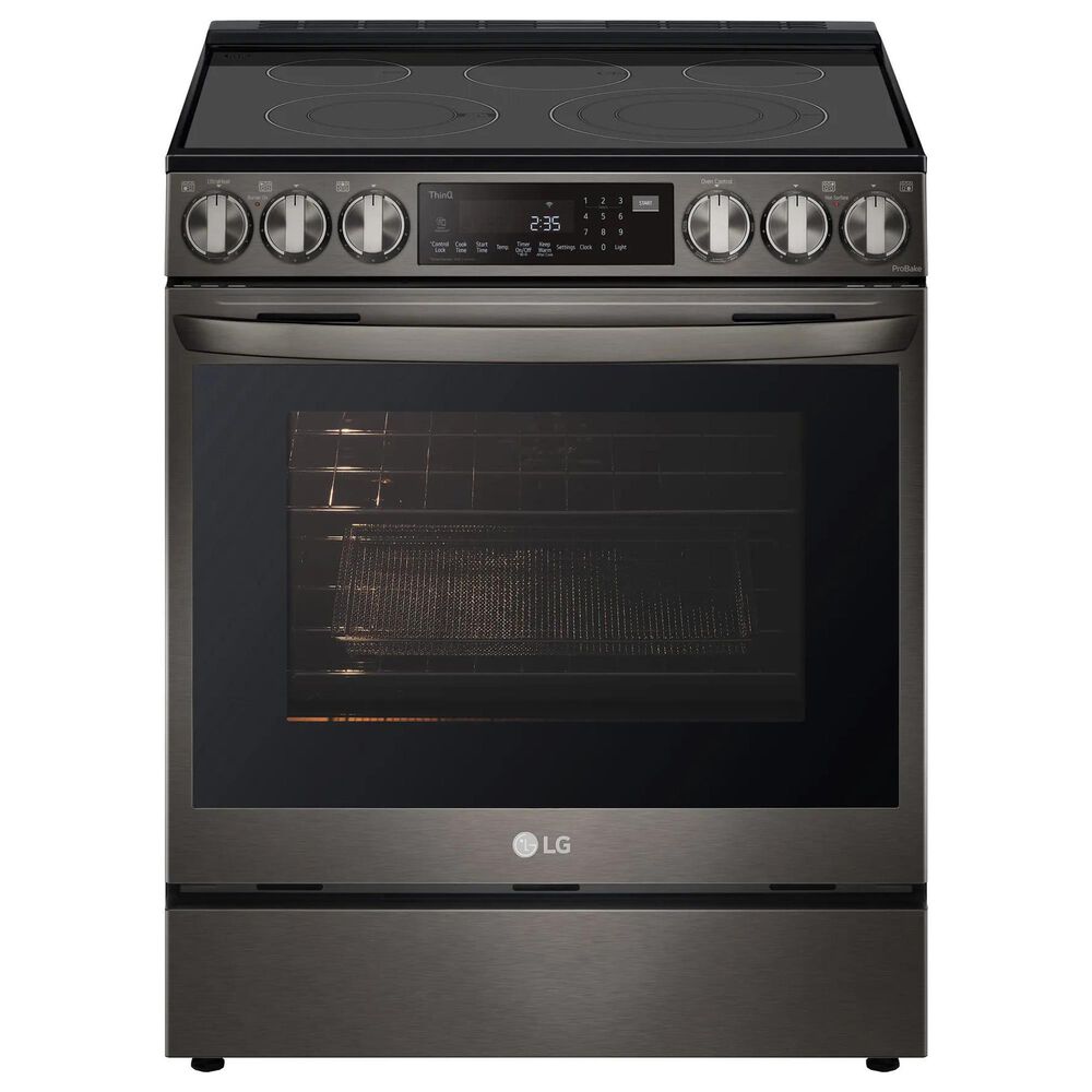 LG 2-Piece Kitchen Package with 6.3 Cu. Ft. Slide-In Electric Range and 1.7 Cu. Ft. Over-The-Range Microwave in Black Stainless Steel, , large