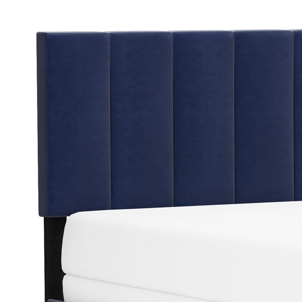 Richlands Furniture Reece Queen Upholstered Panel Bed in Sapphire Blue, , large