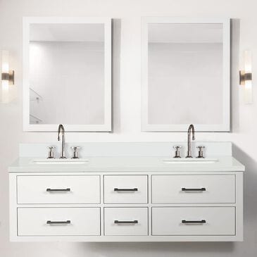 Lexora Home Castor 60" Double Bathroom Vanity in White with White Cultured Marble Top, Rectangular Sinks and 28" Mirrors, , large
