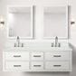 Lexora Home Castor 60" Double Bathroom Vanity in White with White Cultured Marble Top, Rectangular Sinks and 28" Mirrors, , large
