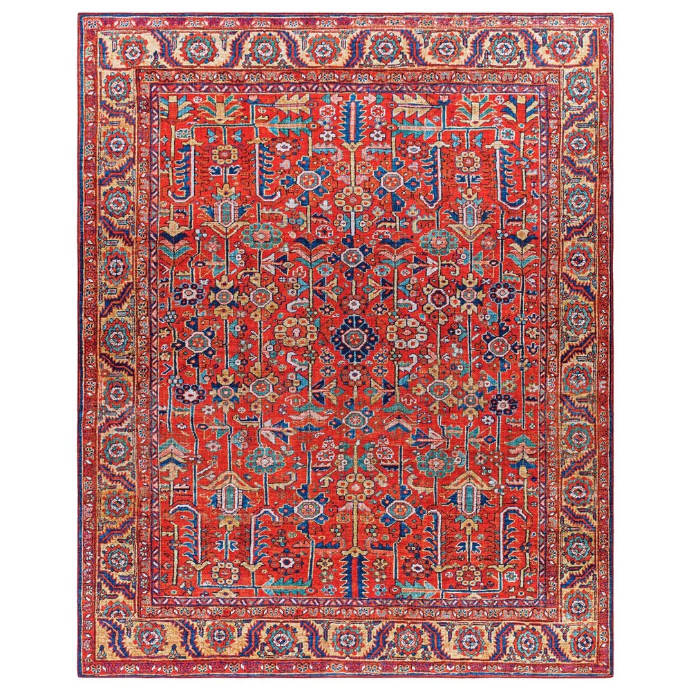 Surya Iris Burnt Orange, Dark Blue, Yellow, Light Pink, Oatmeal and Olive 7"6" x 9"6" Area Rug, , large