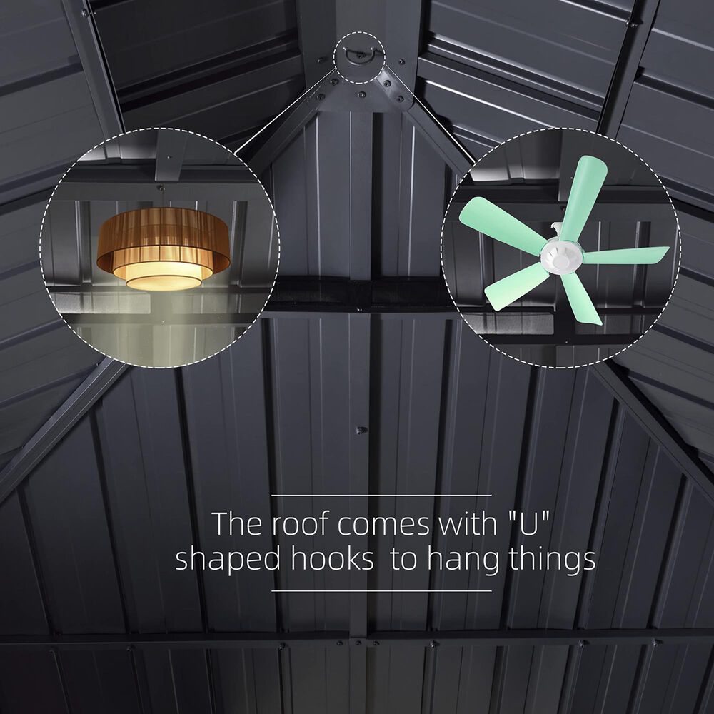 HOMLUX 12-ft x 12-ft Permanent Hardtop Gazebo Gray Gazebo with Hardtop Roof (Screen Included), , large