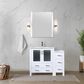 Lexora Home Volez 42" Single Bathroom Vanity in White with 2 cm White Ceramic Top, Rectangular Sink and Side Cabinet, , large