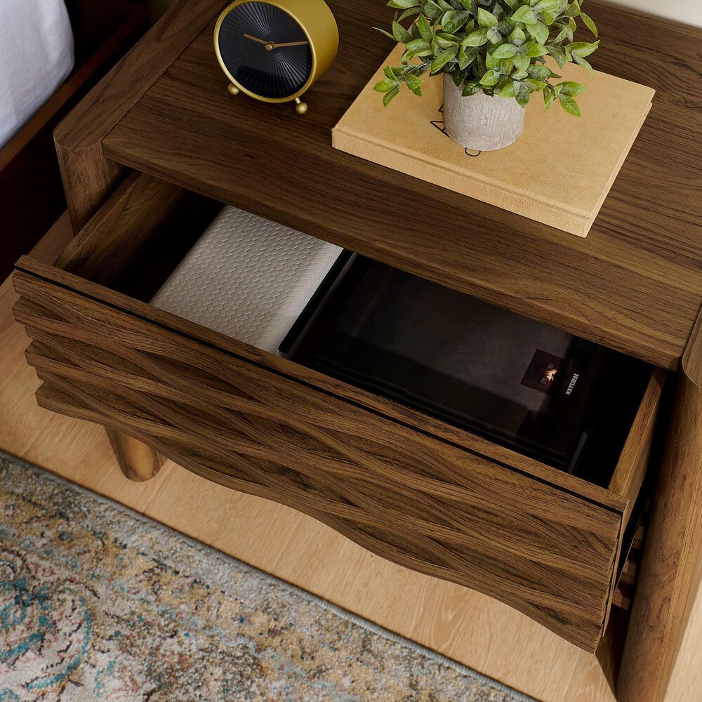 Modway Emric Wave 2 Drawer Nightstand in Walnut, , large