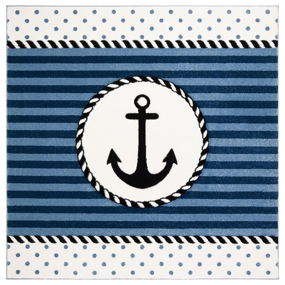 Safavieh Carousel Nautical 3" Square Navy and Ivory Kids  Area Rug, , large