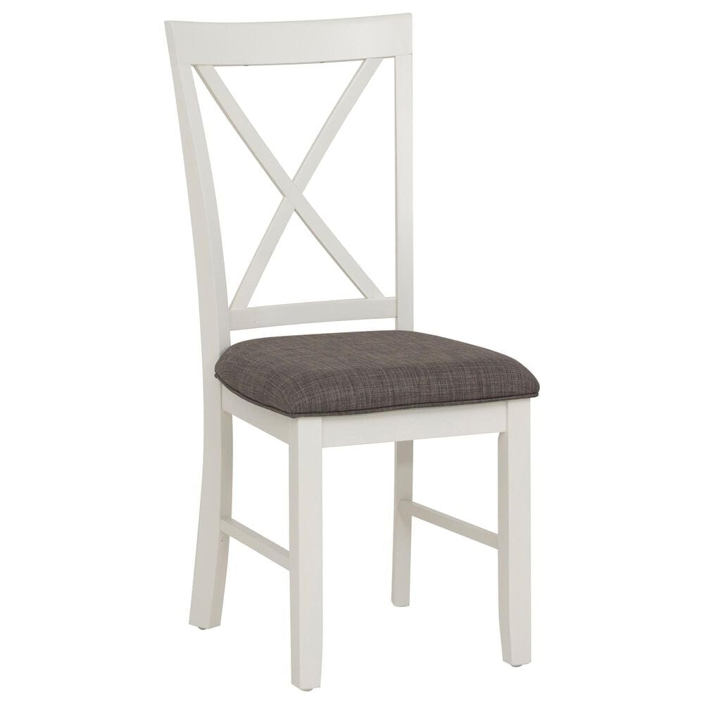 Linon Home Decor Jane Side Chair with Taupe Cushion in Vanilla White, , large