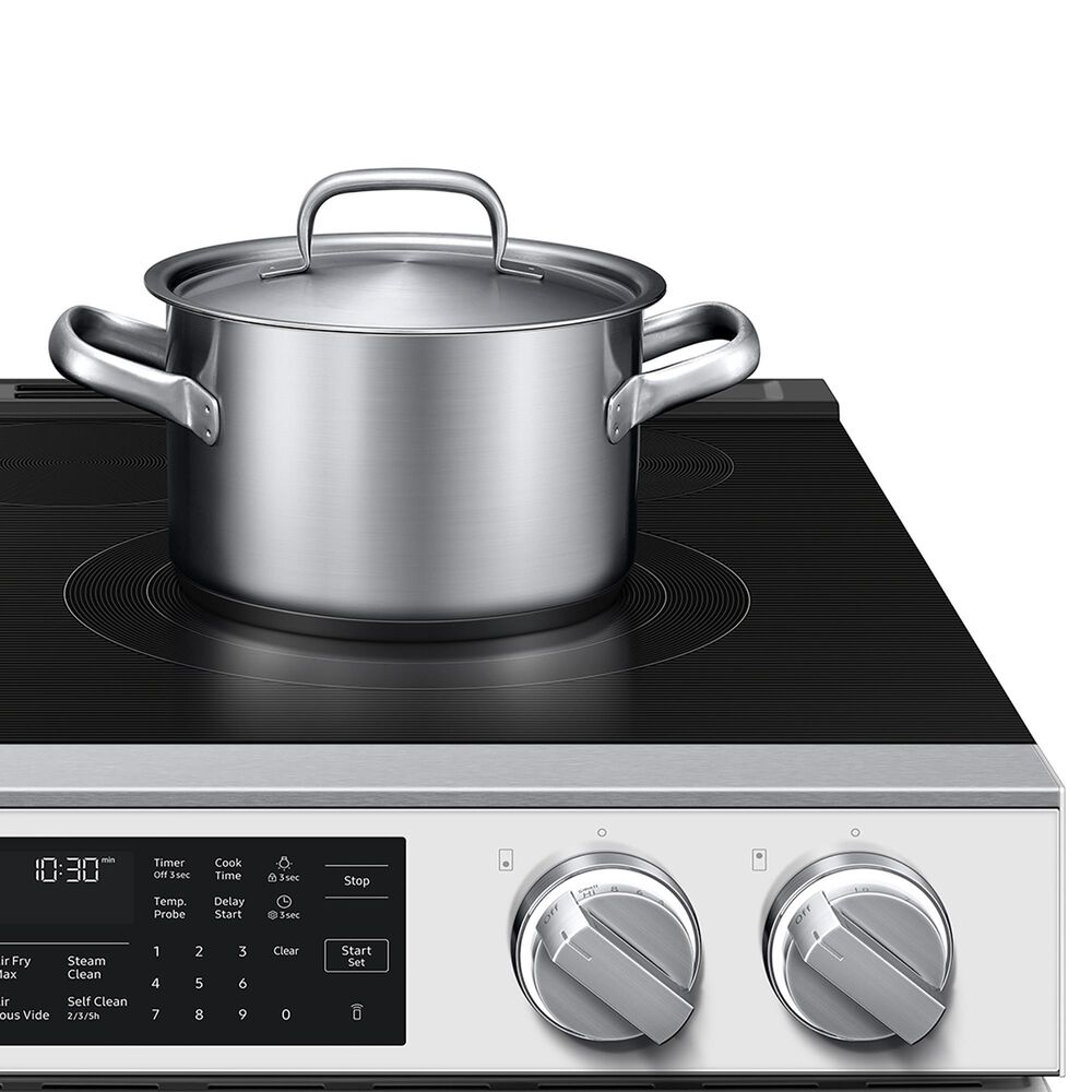 Samsung Bespoke 6.3 Cu. Ft. Smart Slide-In Electric Range with Illuminated Precision Knobs in White Glass, , large
