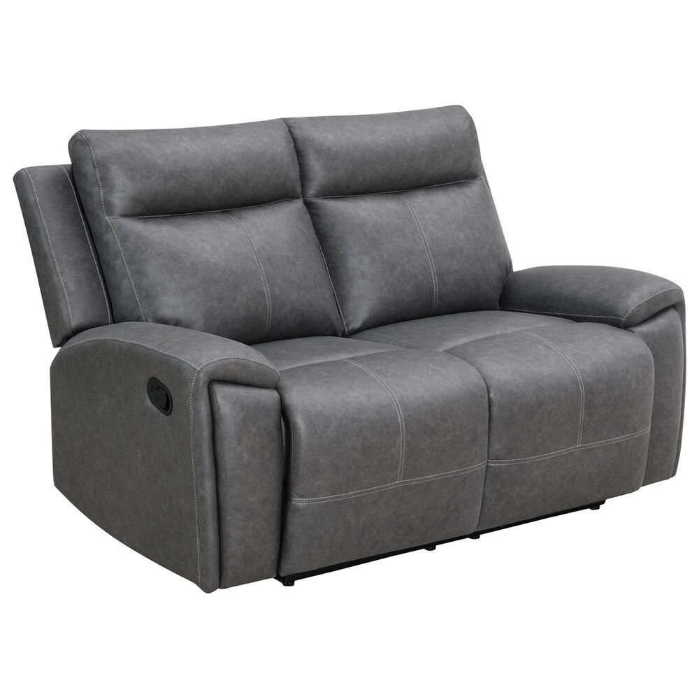 Steve Silver Gaston Manual Reclining Loveseat in Graphite Gray, , large
