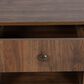 Hearth and Haven Queen Upholstered Bed with Two Nightstands in Walnut, , large