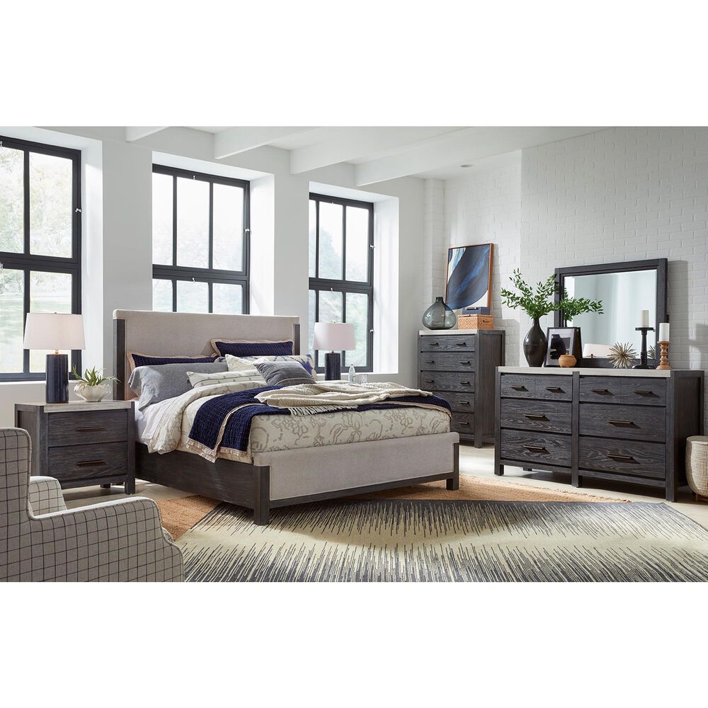 Nicolette Home Plum Creek 3 Piece King Panel Upholstered Bedroom Set in Ravenwood Black, , large
