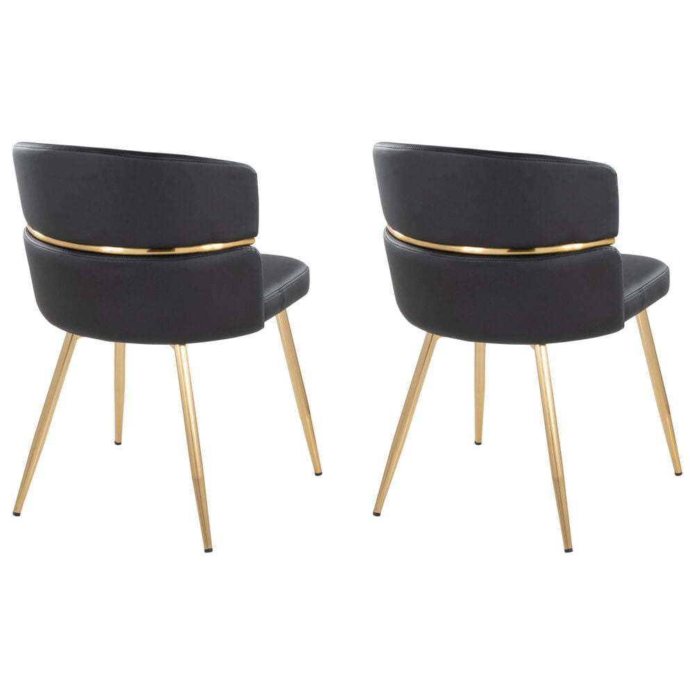 Lumisource Cinch Side Chair with Black Faux Leather Cushion in Gold &#40;Set of 2&#41;, , large