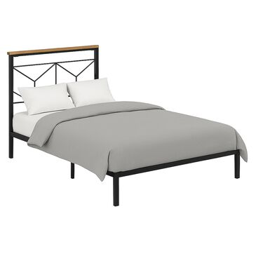 HOMLUX Full Floating Bed Frame with LED Headboard and Charging Station in Black, , large