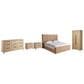 Universal Furniture Modern Walker California King Panel Bed with Dresser, Wardrobe and Two Nightstands in Natural Oak with AC Outlets and USB Ports, , large