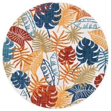 Safavieh Cabana CBN831A 4" Round Creme and Red Indoor/Outdoor Area Performance Rug, , large