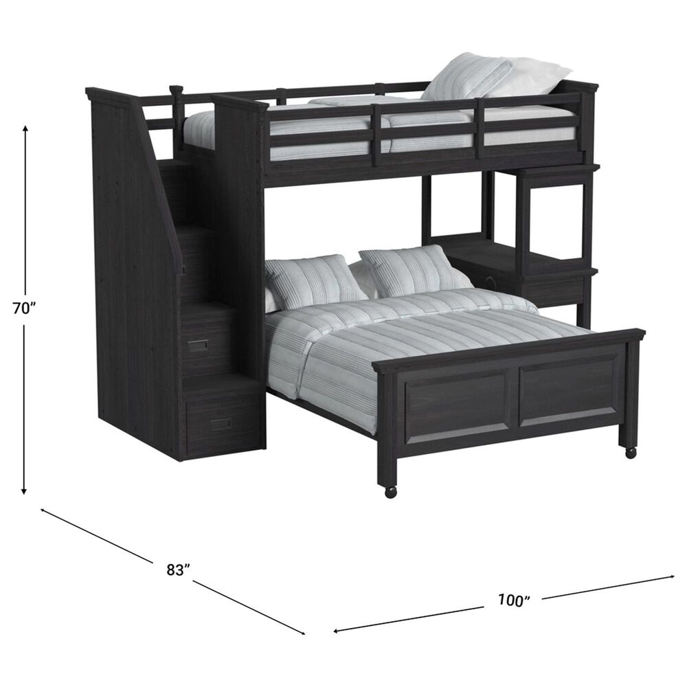 Mayberry Hill Hampton Twin Over Full Bunk Loft Bed with Staircase and Desk in Charcoal, , large