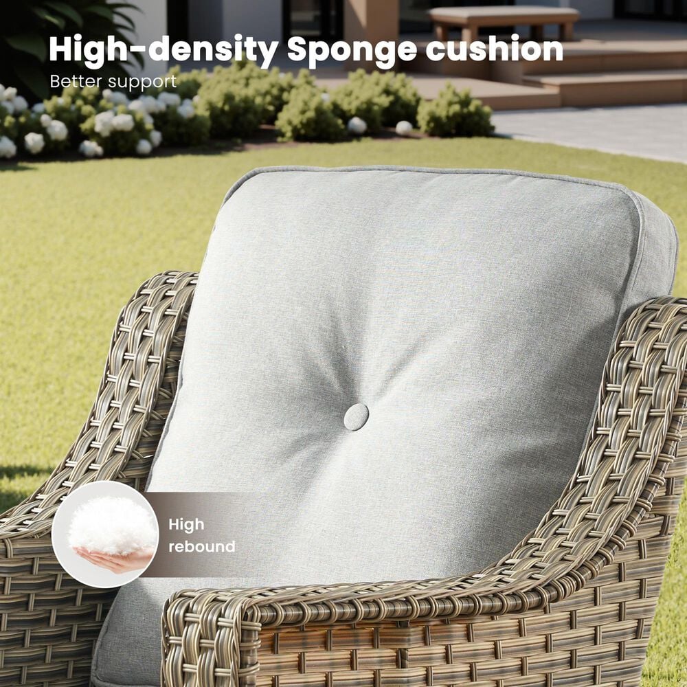 HOMLUX Outdoor Rattan Loveseat with Ergonomic in Gray, , large