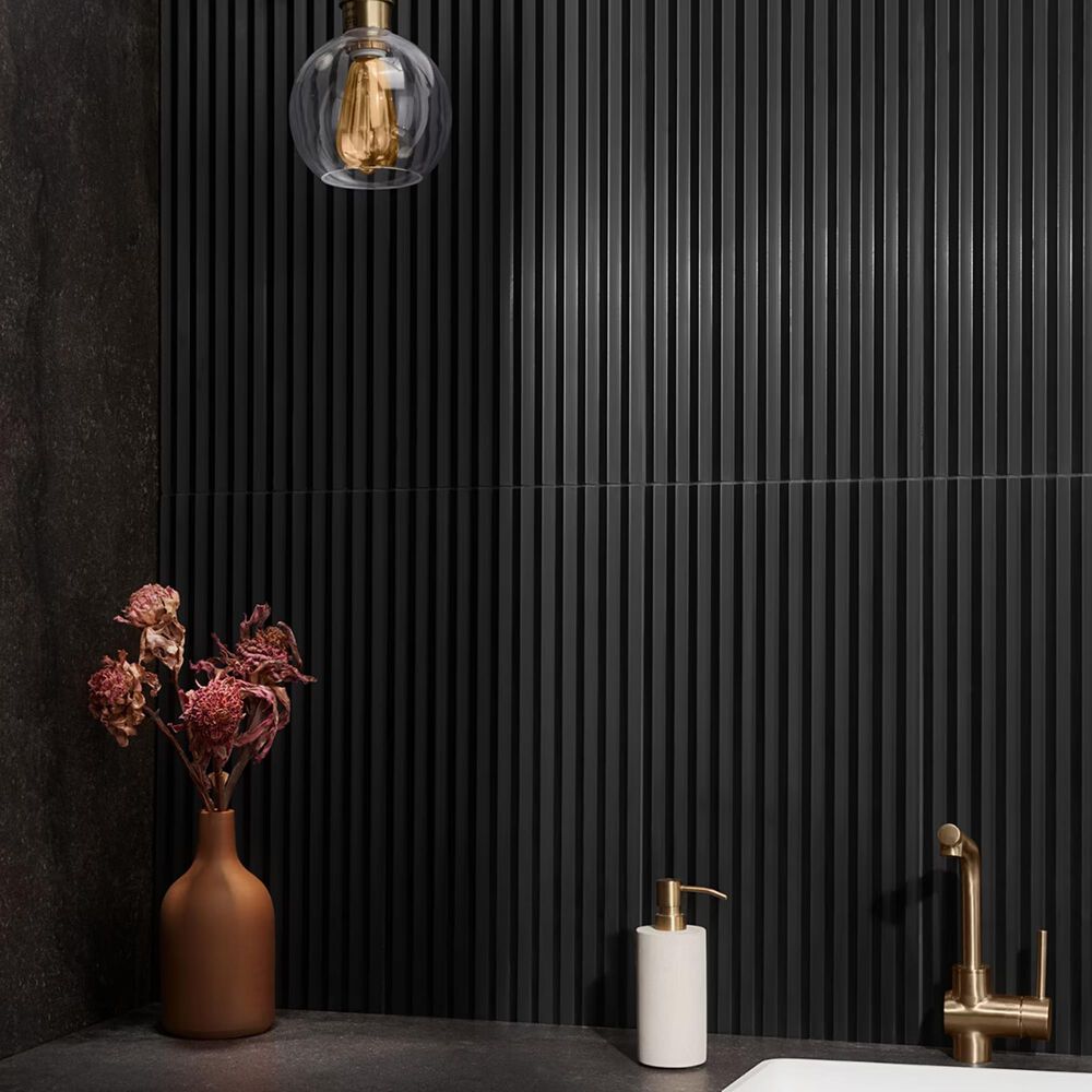 Soho Studio Carver Peak Nero 12" x 24" Satin Semi-Polished Marble Tile, , large