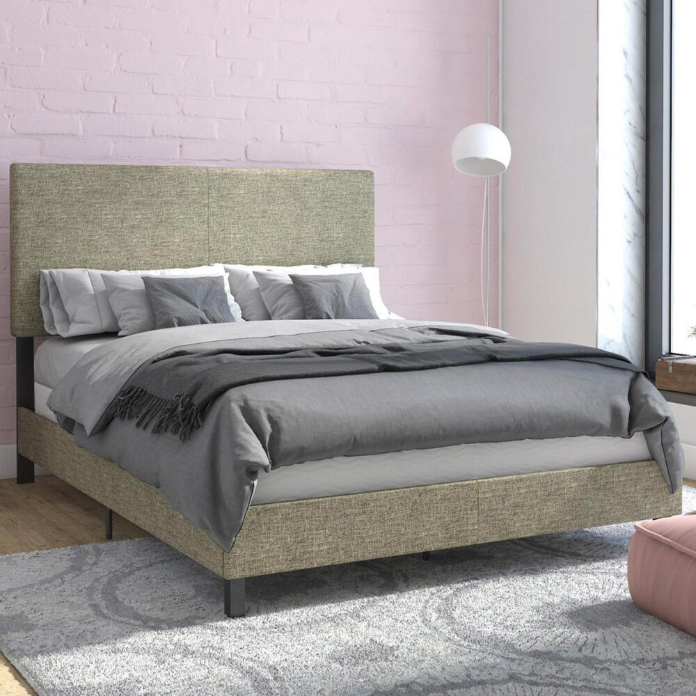 DHP Jessie Queen Upholstered Panel Bed in Tan, , large