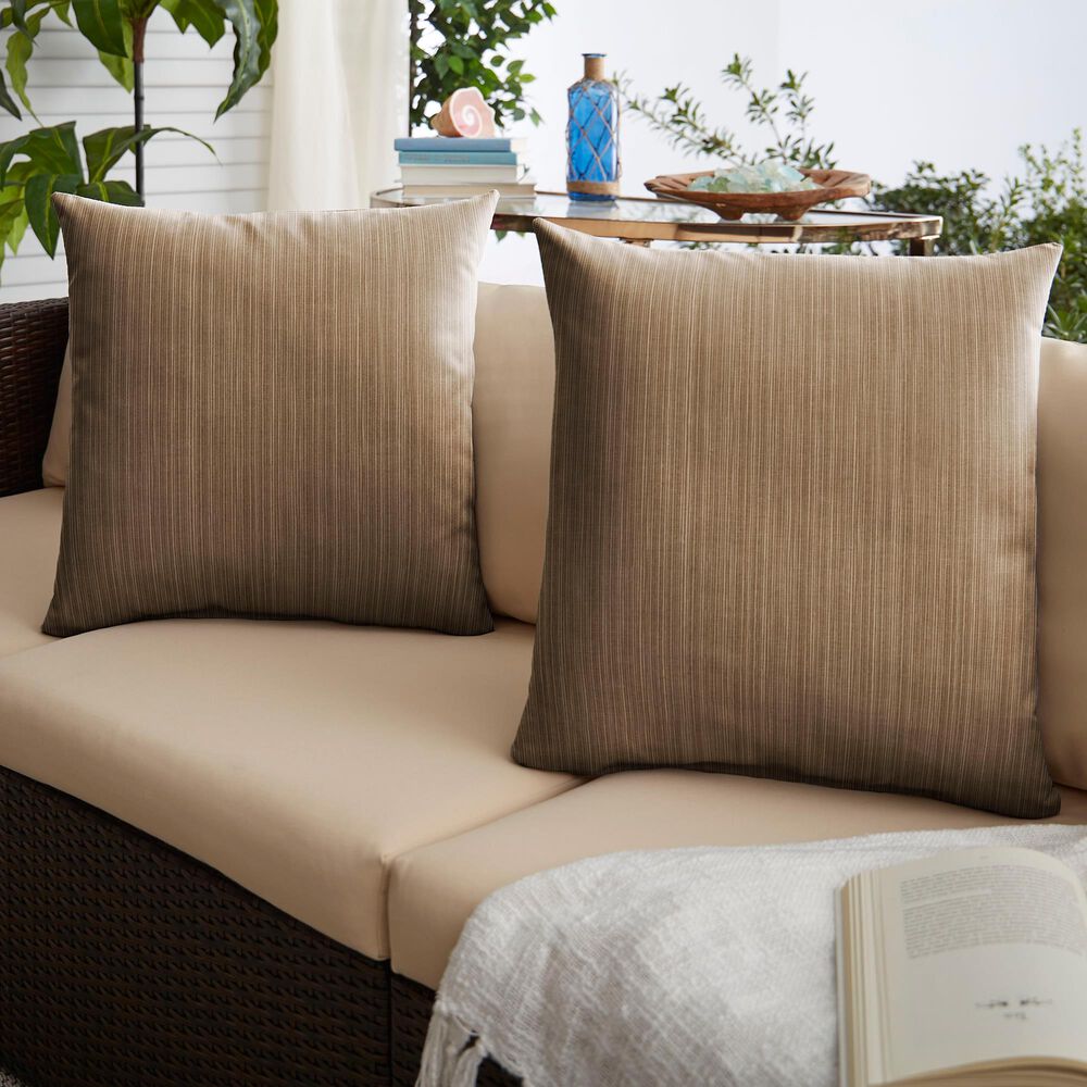Sorra Home Sunbrella 18" Pillow in Dupione Walnut (Set of 2), , large