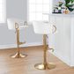 LumiSource Claire Swivel Adjustable Barstool with Cream Velvet Upholstery in Gold (Set of 2), , large