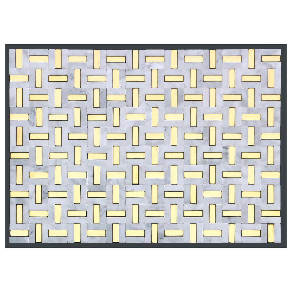 Emser Link White and Gold 12" x 17" Marble Mosaic Sheet, , large