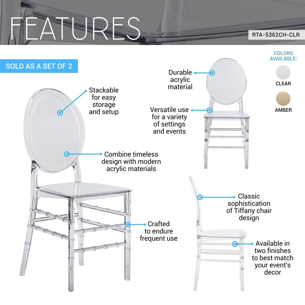 Rta Products Llc Ghost Stackable Side Chair in Clear &#40;Set of 2&#41;, , large