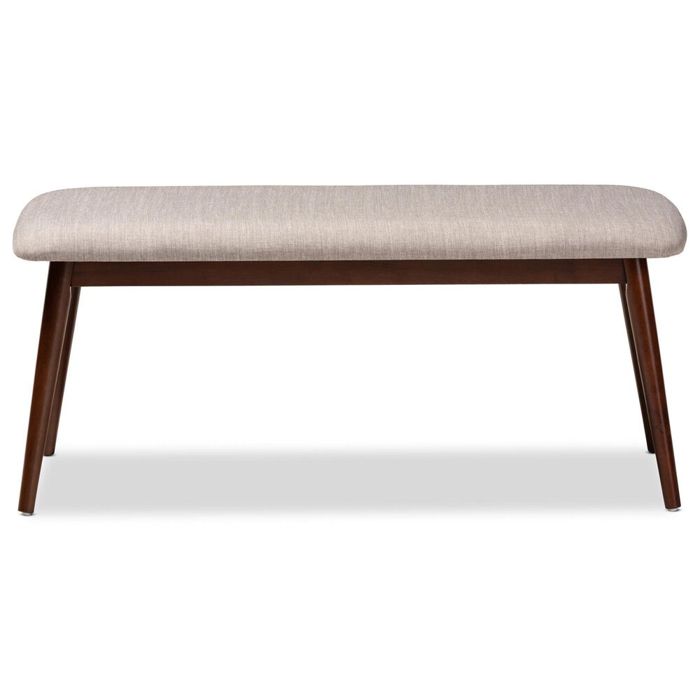 Baxton Studio Flora Dining Bench in Walnut Brown, , large