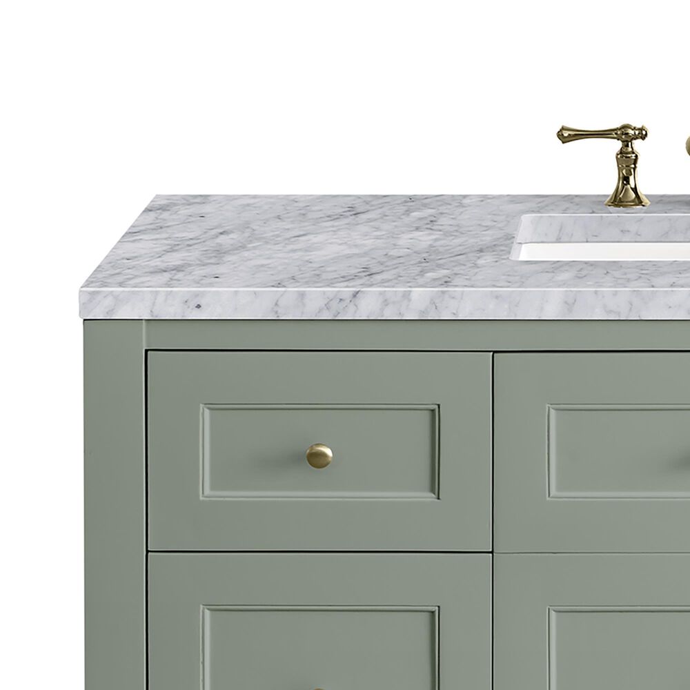 James Martin Vanities Breckenridge 48" Single Bathroom Vanity in Smokey Celadon with 3 cm Carrara White Marble Top and Rectangular Sink, , large