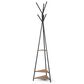 Mercana Everett Coat Rack with 2 Triangular Wooden Shelves in Matte Black, , large
